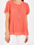 Coral NECKLACE PLEATED TOP