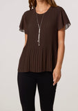 Chocolate NECKLACE PLEATED TOP