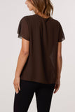 Chocolate NECKLACE PLEATED TOP