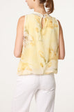 Lemon HALTERNECK CHIFFON FLORAL BLOUSE