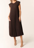 Chocolate CAP SLEEVE PLEATED MAXI DRESS