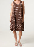Chocolate POLKA DOT SLEEVELESS BIAS CUT SWING DRESS