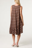 Chocolate POLKA DOT SLEEVELESS BIAS CUT SWING DRESS