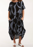 Black PURE COTTON COCOON MIDI DRESS
