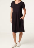 Black ROUND NECK STRETCH MINI DRESS