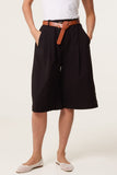 Black BELTED BEGALINE BERMUDA TROUSERS