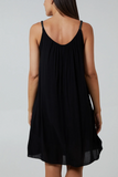 Black PLAITED STRAP CAMI SHIFT DRESS