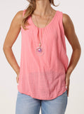 Coral DOUBLE LAYER SCOOP NECK NECKLACE VEST