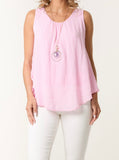 Pink DOUBLE LAYER SCOOP NECK NECKLACE VEST
