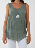 Khaki  DOUBLE LAYER SCOOP NECK NECKLACE VEST