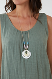 Khaki  DOUBLE LAYER SCOOP NECK NECKLACE VEST