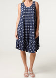 Navy  POLKA DOT SLEEVELESS BIAS CUT SWING DRESS