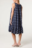 Navy  POLKA DOT SLEEVELESS BIAS CUT SWING DRESS