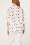 White POLKA DOT KNOT FRONT TOP