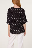 Black POLKA DOT KNOT FRONT TOP
