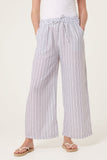 White COTTON BLEND STRIPED WIDE LEG TROUSERS