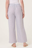 White COTTON BLEND STRIPED WIDE LEG TROUSERS
