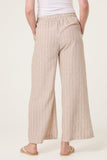 Mocha COTTON BLEND STRIPED WIDE LEG TROUSERS