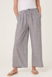 Black COTTON BLEND STRIPED WIDE LEG TROUSERS