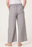 Black COTTON BLEND STRIPED WIDE LEG TROUSERS