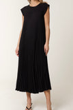 Black CAP SLEEVE PLEATED MAXI DRESS