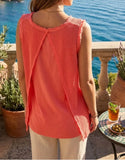 Mocha SPLIT BACK SLEEVELESS MESH TOP