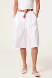White BELTED BEGALINE BERMUDA TROUSERS