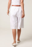 White BELTED BEGALINE BERMUDA TROUSERS