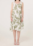 Green FLORAL SLEEVELESS SWING MIDI DRESS