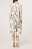Green FLORAL SLEEVELESS SWING MIDI DRESS