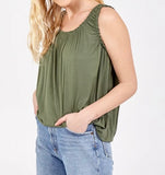 Khaki BALLOON FRILL VEST TOP