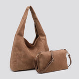Bag Black Faux Suede Slouch 2in 1