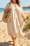 Stone CAP SLEEVE OVERSIZED TUNIC DRESS