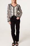Black & Cream PATCHWORK CROCHET V CARDIGAN