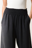 Charcoal ELASTICATED WAIST POCKETS WIDE LEG TROUSER