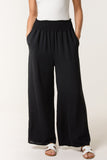 Charcoal ELASTICATED WAIST POCKETS WIDE LEG TROUSER