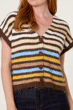 Chocolate STRIPED COLOURFUL KNIT VEST CARDIGAN
