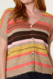 MULTICOLOR STRIPED BUTTON THROUGH VEST