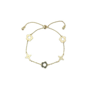 Bracelet Flowers And Stars Shape Adjustable Bracelet Gold