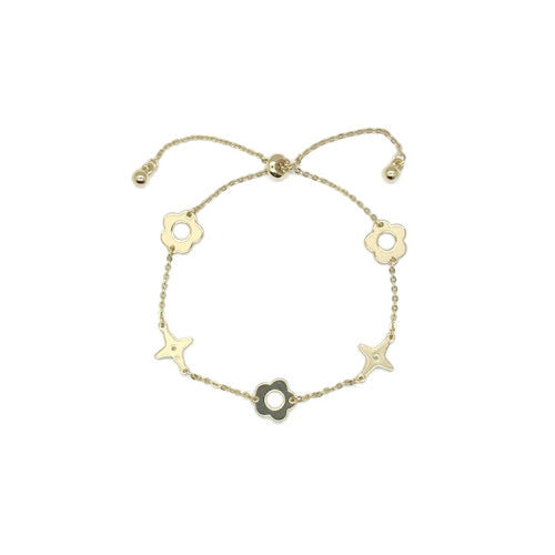 Bracelet Flowers And Stars Shape Adjustable Bracelet Gold