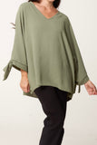 Khaki SIDE TIE V-NECK TOP