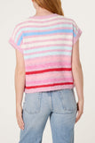Pink STRIPED COLOURFUL KNIT VEST CARDIGAN