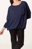 Navy FRONT POCKET BALLOON TOP