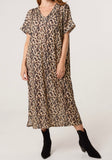 Mocha SHIMMER ANIMAL PRINT MIDI DRESS