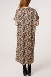 Mocha SHIMMER ANIMAL PRINT MIDI DRESS
