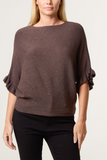 Chocolate RUFFLE SHORT SLEEVE KNIT TOP
