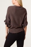 Chocolate RUFFLE SHORT SLEEVE KNIT TOP