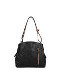 Bag Black Two Compartments Handbag with Adjustable Strap