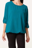 Teal FRONT POCKET BALLOON TOP
