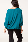 Teal FRONT POCKET BALLOON TOP